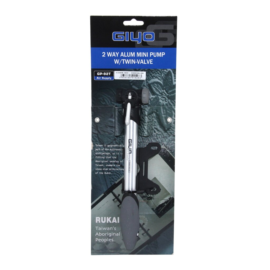 Giyo Gp-92T Çift Başlıklı Bisiklet Pompası Alüminyum Gövde