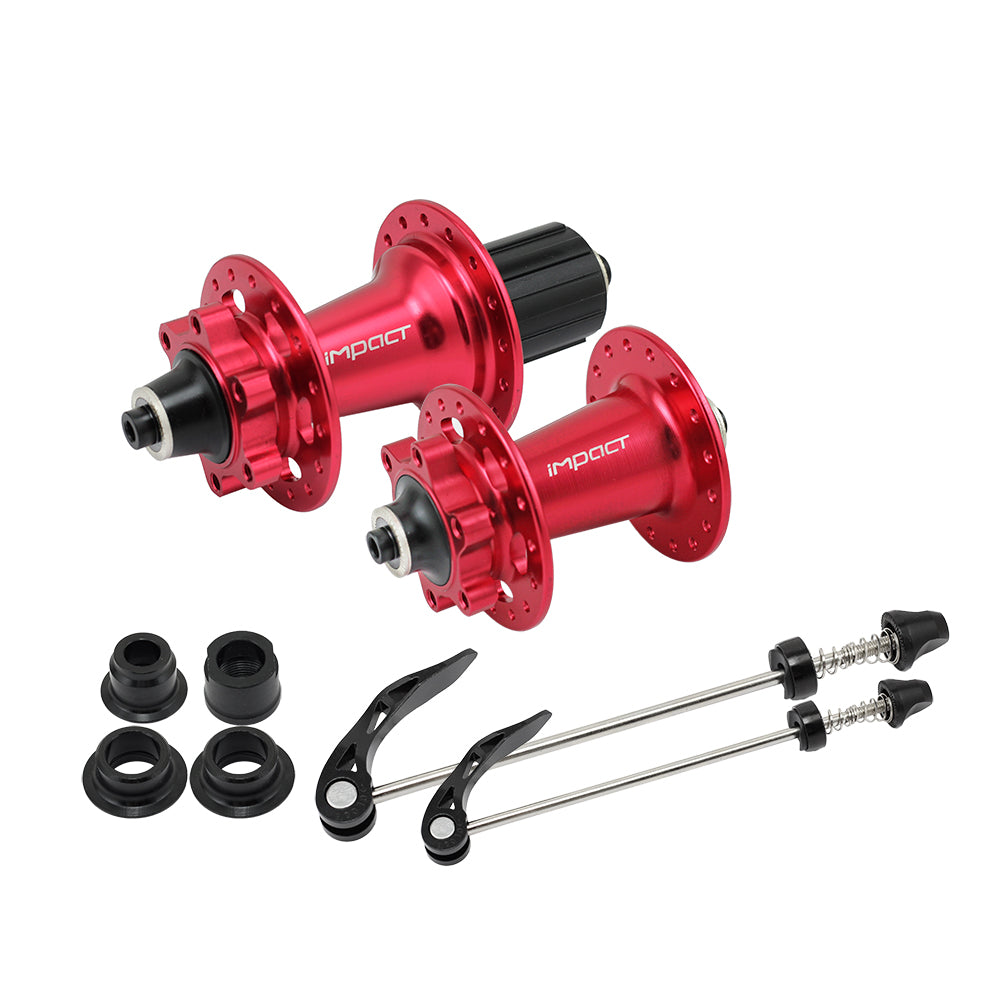Impact MH920 Bearing Front Rear Hub Set 6 Screws 32 Holes QR and Insert Shaft Compatible Red HZN-806