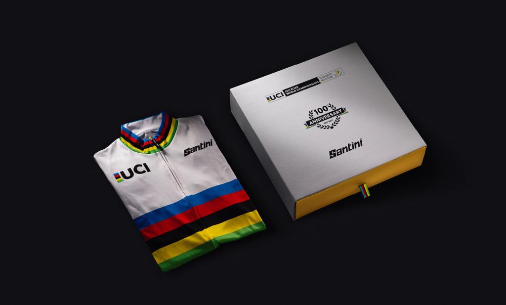 Koleksiyonluk Santini Limited Edition UCI Road World Championships Centenary Gold Bisiklet Forması RE94075CGOLD