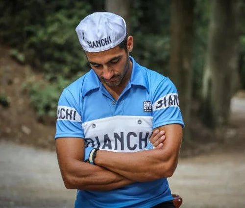 Koleksiyonluk Santini Retro Bianchi Bisiklet Forması PE942PLBIANC