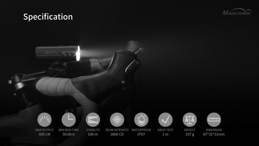 MagicShine ALLTY 600 Usb Rechargeable Bicycle Front Light Far-224