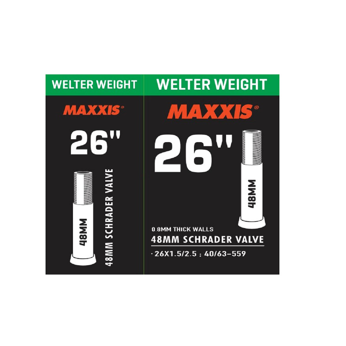Maxxis 26x1.5/2.5 48mm Thick Valve Inner Tube AV48