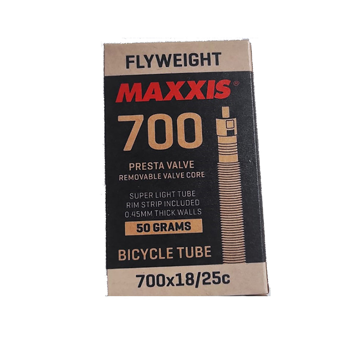 Maxxis 700x18/25 FlyWeight FV48 Road Bike Inner Tube Ultra Light Thin Valve