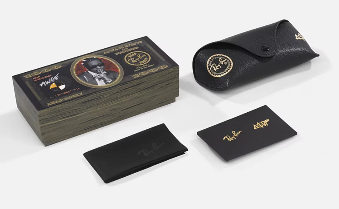 Солнцезащитные очки Ray-Ban Mega ClubMaster ASAP Rocky из специальной коллекции 0RB0316S, черные на золотом, темно-серые, размер 53, 6826J5