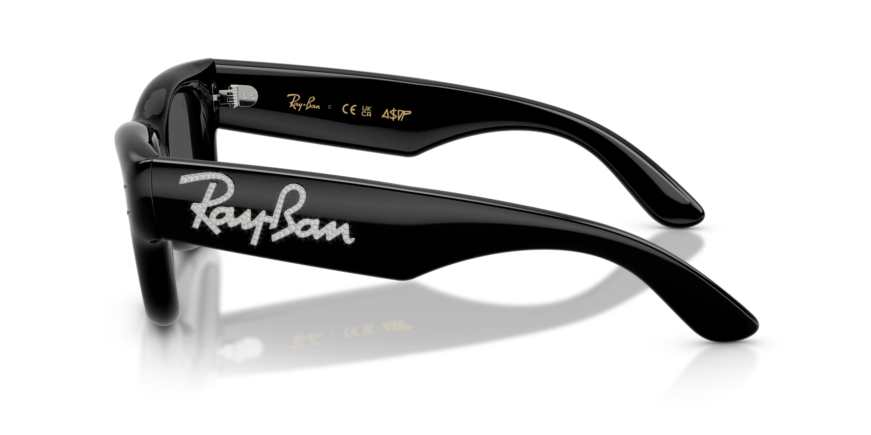 Ray-Ban Wayfarer Puffer A$AP ROCKY Özel Seri Güneş Gözlüğü RB4940 686487 Black With Strass Dark Grey 47 Ekartman