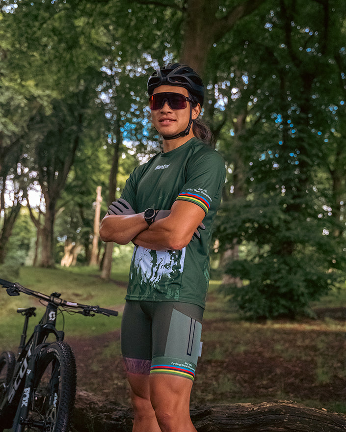 Santini UCI Cycling World Championships ROCKY Erkek Askılı Bisiklet Taytı RE1075C3ROCKY3WCG