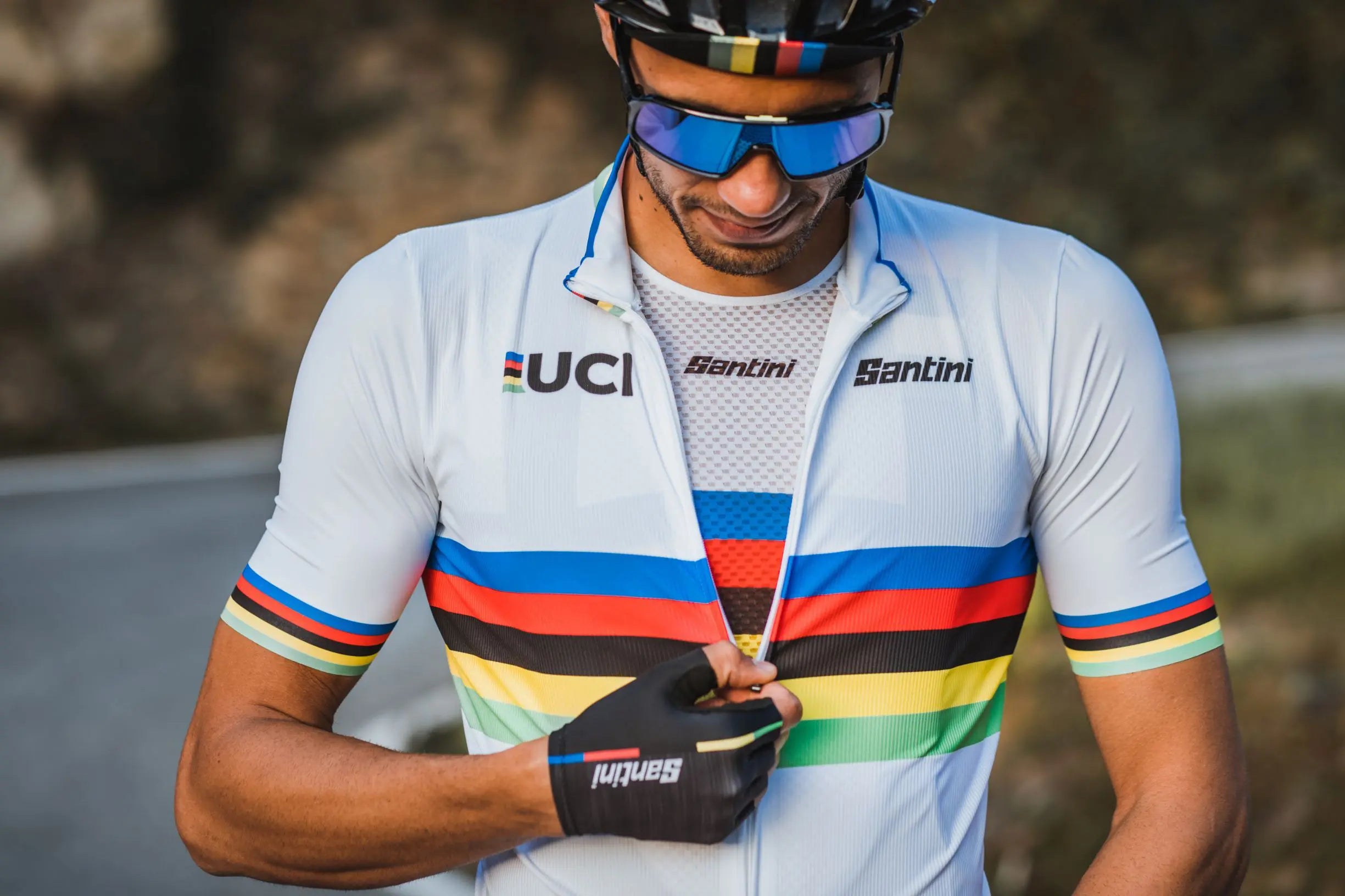 Santini UCI WORLD CHAMPION Polartec Kumaşlı Erkek Bisiklet Forması RE94075CWORLDECO