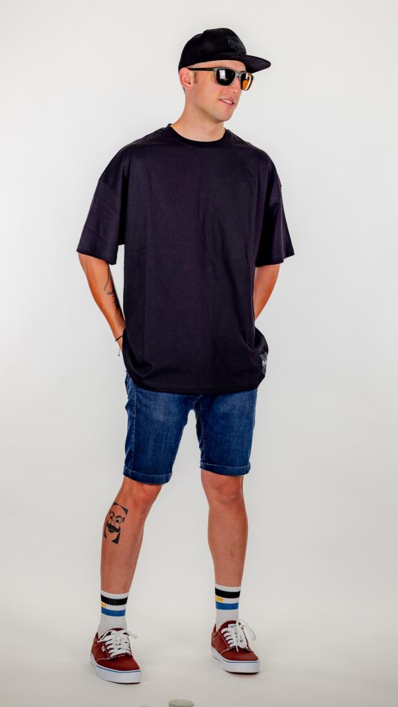 Siyah Pyke Oversize Tişört