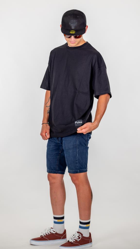 Siyah Pyke Oversize Tişört