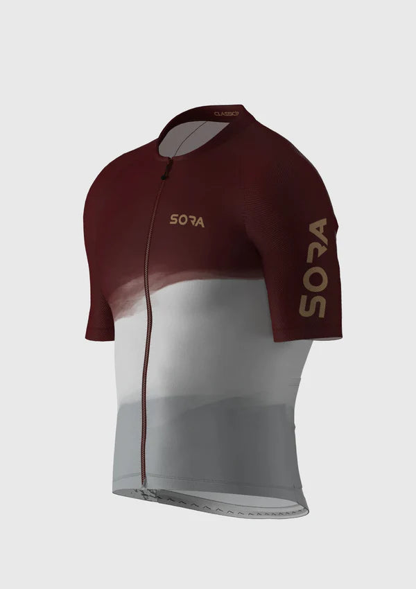 Sora Claret Red-White Classic 2 Cycling Jersey