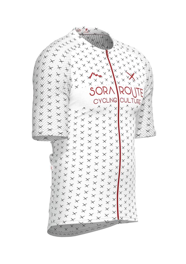 Sora Red/White Route Classic Slim Cycling Jersey