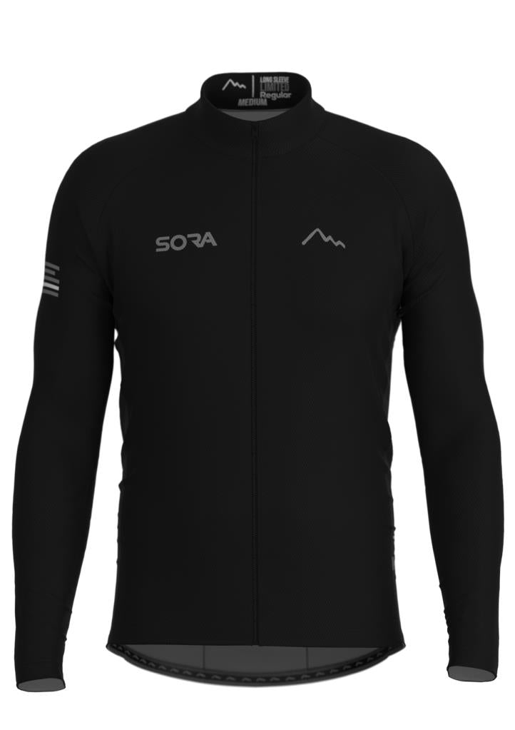 Sora Black Regular Long Sleeve Spring Cycling Jersey