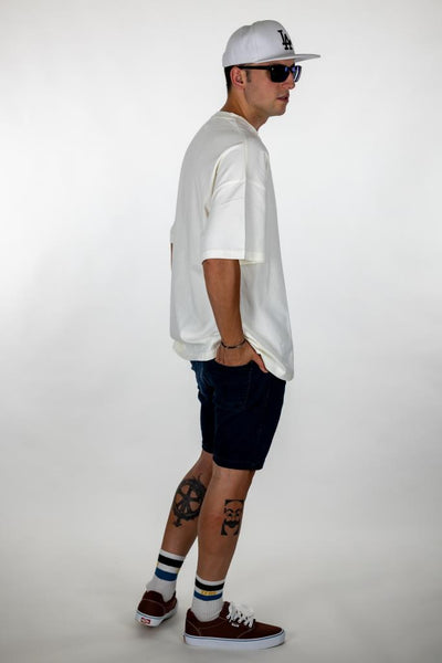 Beyaz Pyke Oversize Tişört