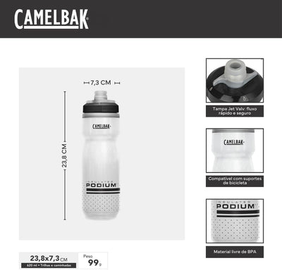 Camelbak Podium Chill Matara 620ml 21oz White Black H24333