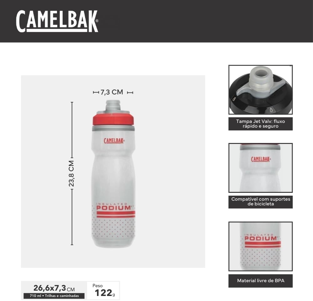 Camelbak Podium Chill Matara 710ml 24oz Fiery Red White H24149