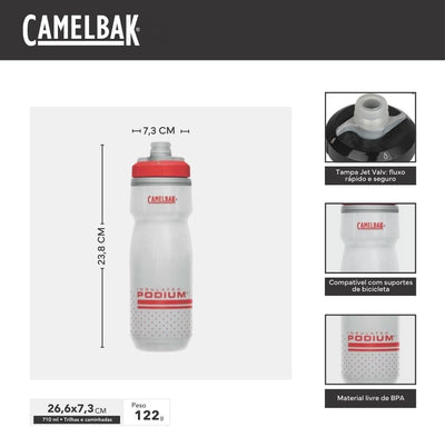 Camelbak Podium Chill Matara 710ml 24oz Fiery Red White H24149