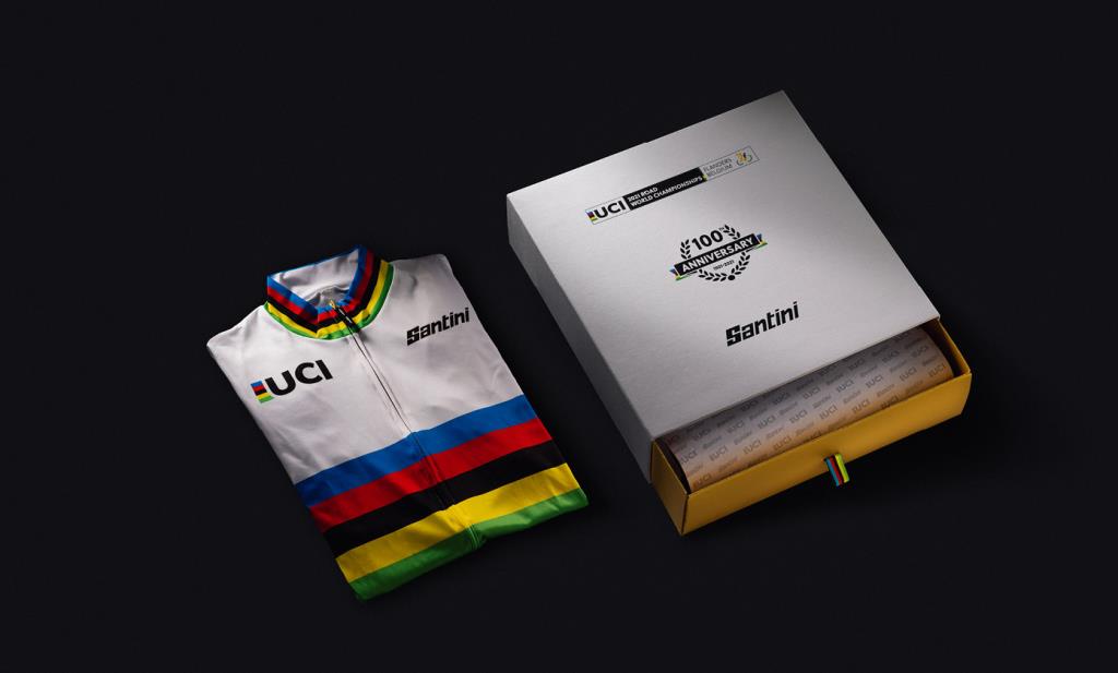 Koleksiyonluk Santini Limited Edition UCI Road World Championships Centenary Gold Bisiklet Forması RE94075CGOLD