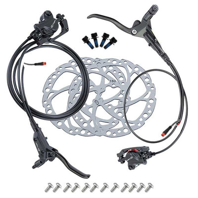 Гидравлические дисковые тормоза Logan, совместимые с электровелосипедом, с датчиком, 2-контактным разъемом, кабелем 85-175 см и ротором 160 мм HD-E500. 