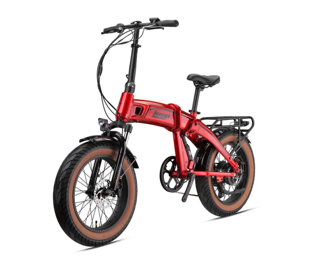 Loop Armour Elektrikli Fat Bike Çift Süspansiyon 20 Jant Kırmızı Siyah