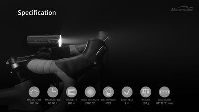 MagicShine ALLTY 600 Usb Rechargeable Bicycle Front Light Far-224 