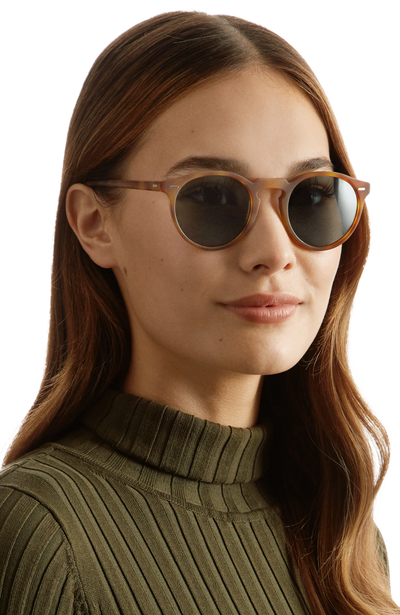 Oliver Peoples Gregory Peck Sun Özel Seri Güneş Gözlüğü OV5217S1485W4 Buff/Dark Tortoise Brown Gold Mirror MG 50 Ekartman
