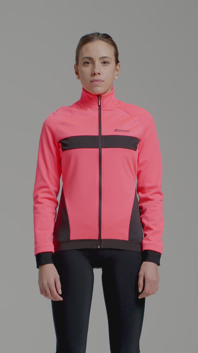 Santini CORAL BENGAL Polartec Kadın Kışlık Bisiklet Ceketi 2W51775CORALBENG