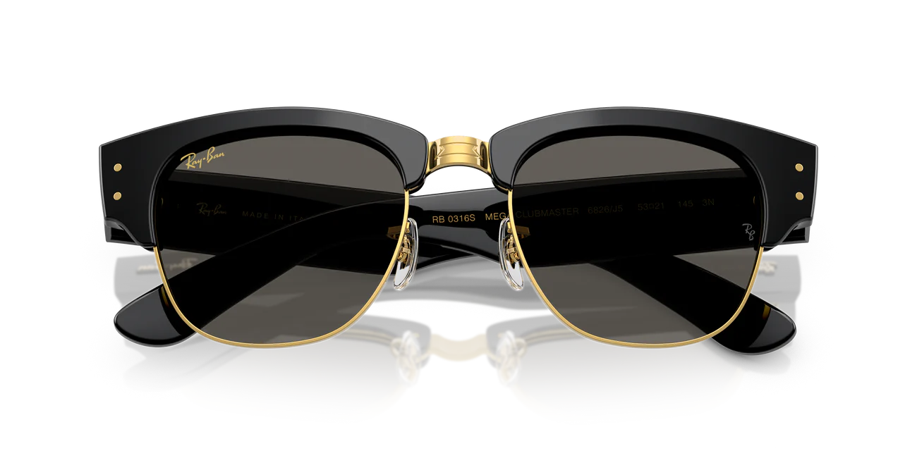 Ray-Ban Mega ClubMaster ASAP Rocky Özel Koleksiyon Güneş Gözlüğü 0RB0316S Black On Gold Dark Grey 53 Ekartman 6826J5