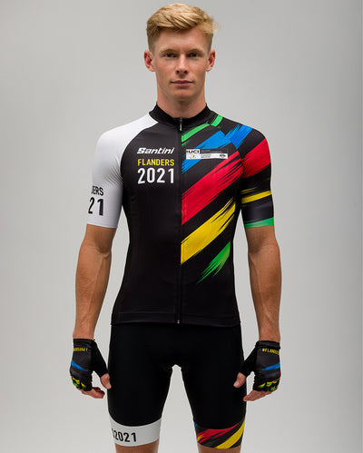 Santini UCI FLANDERS 2021 Özel Seri Erkek Askılı Bisiklet Taytı EC1075GITSPLA