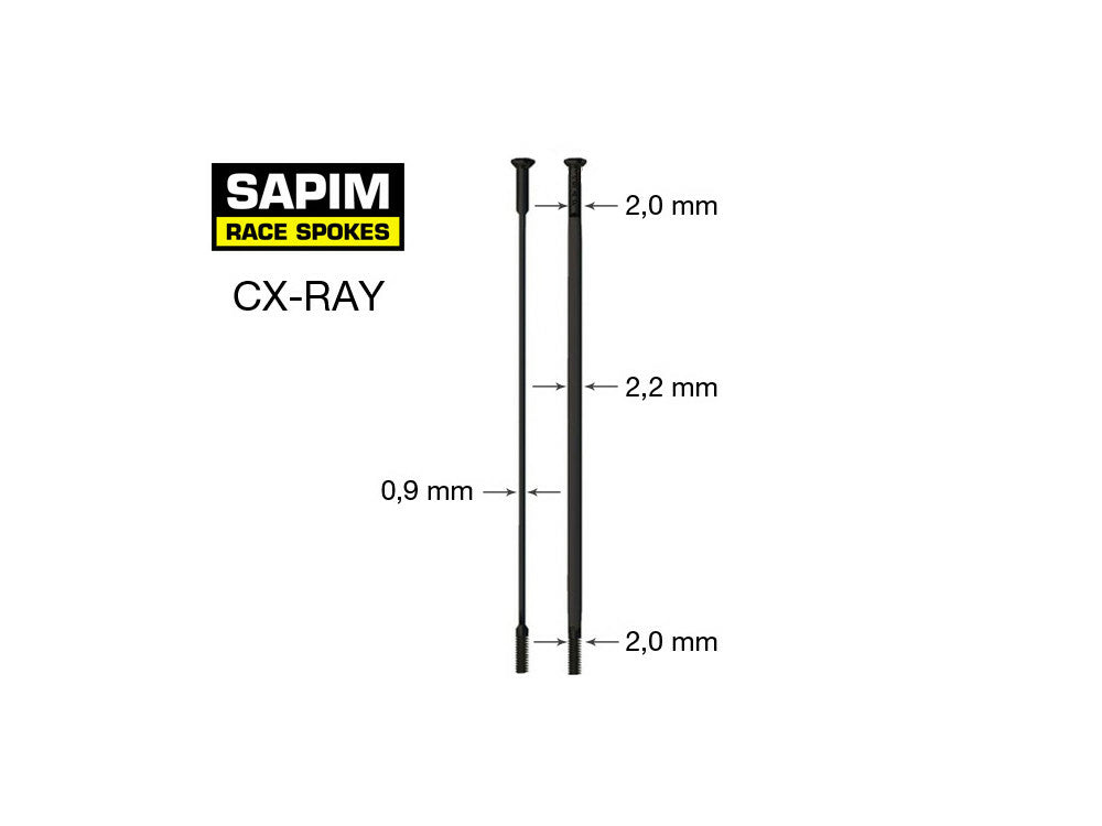 Sapim CX Ray SP Jant Teli Straight Pull Düz Başlı 294mm Siyah