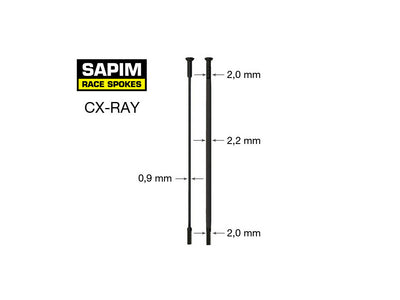 Sapim CX Ray SP Jant Teli Straight Pull Düz Başlı 298mm Siyah