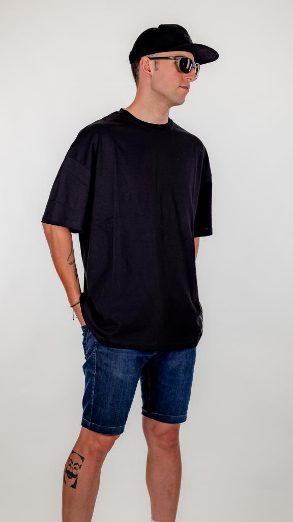 Siyah Pyke Oversize Tişört