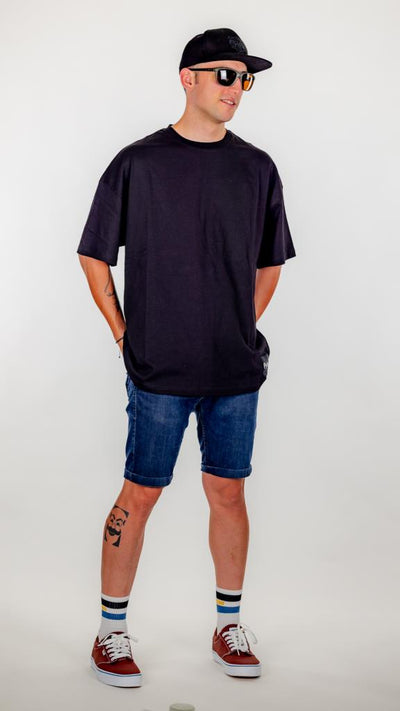 Siyah Pyke Oversize Tişört