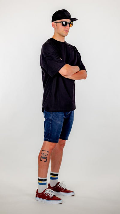 Siyah Pyke Oversize Tişört