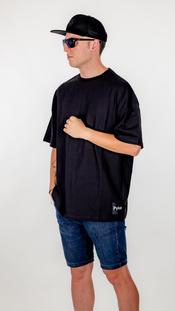 Siyah Pyke Oversize Tişört