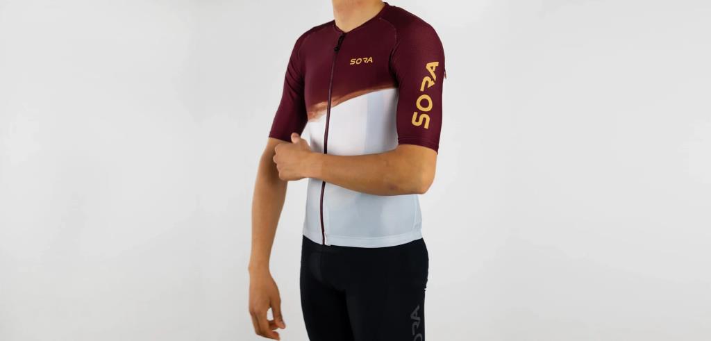 Sora Claret Red-White Classic 2 Cycling Jersey