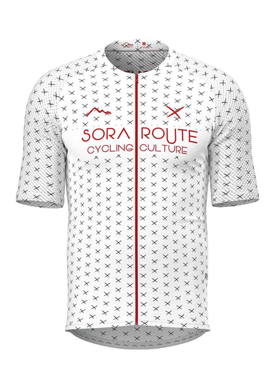 Sora Red/White Route Classic Slim Cycling Jersey 