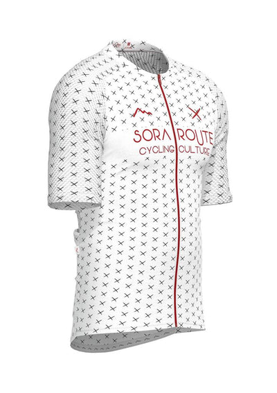 Sora Red/White Route Classic Slim Cycling Jersey 