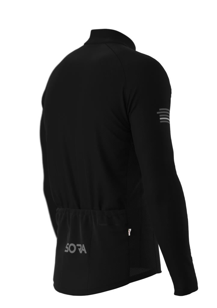 Sora Black Regular Long Sleeve Spring Cycling Jersey