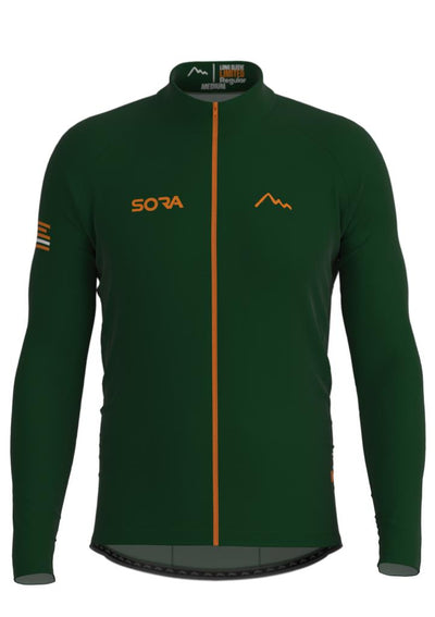 Sora Green Regular Long Sleeve Spring Cycling Jersey