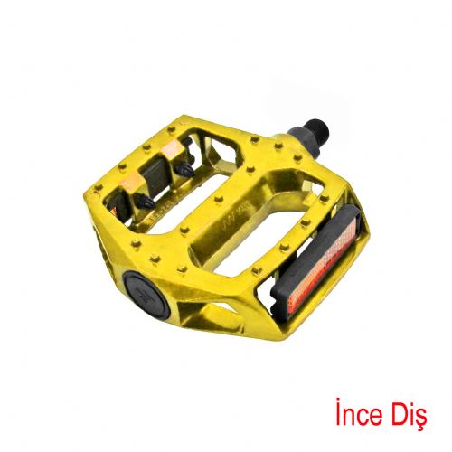 Ugr Bisiklet Pedalı İnce Dişli Geniş Alüminyum Bilyalı Altın Sarısı PDL-223
