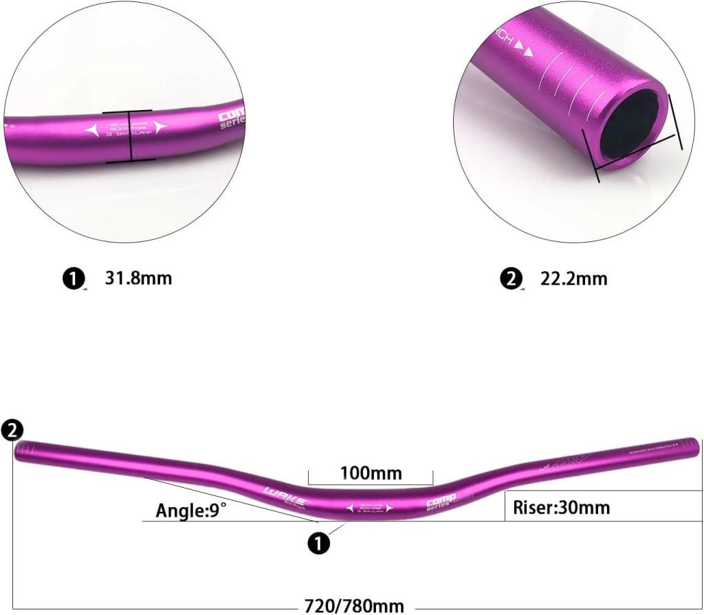 Алюминиевый руль Wake, 780 мм, подставка 31,8 мм, фиолетовый